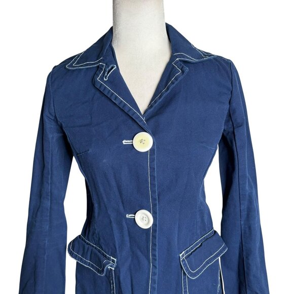 Libertine For Target Jacket Size XS Navy Blue Cotton Buttons Pockets Unlined - Picture 2 of 7